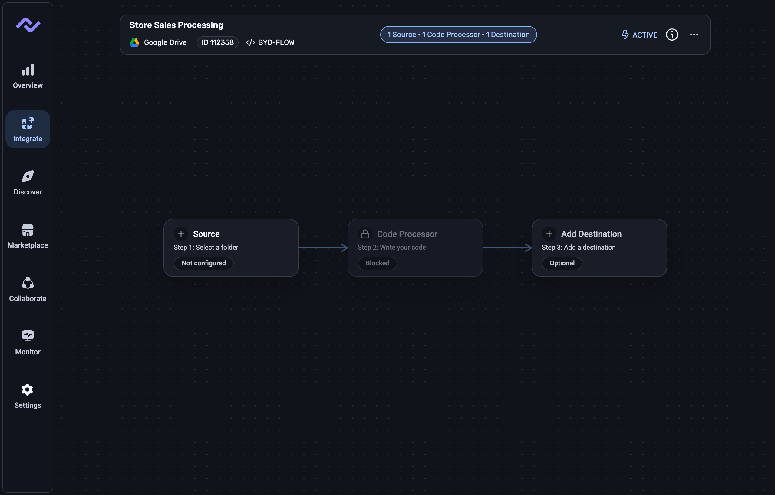 Custom code workspace flow template scaffold